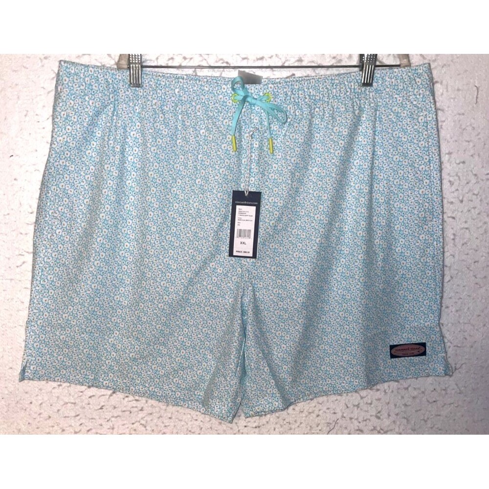 Vineyard Vines Mens XXL swim trunks light blue white 7" Chappy Floral NWT NEW
